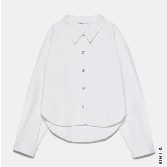 ZARA White Oversized Denim Shirt Size Medium - Picture 4 of 7